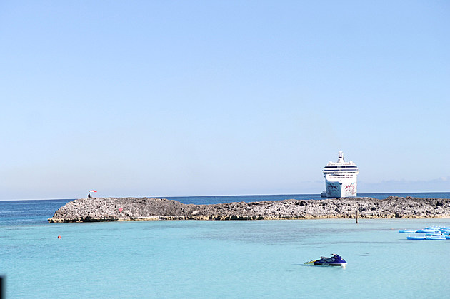 View of Norwegian Pearl from Beach Bar
